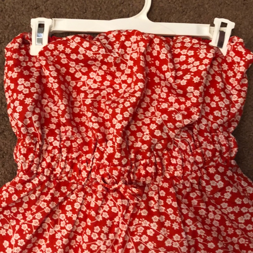 floral print strapless romper - Picture 2 of 2